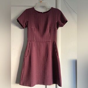 French Connection Maroon and White Patterned Mini Dress